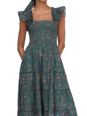 Hill House - Ellie Nap Dress in Fleur Chintz Green in XS - NWT